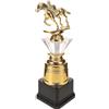 FESTFENDS Coppa Equestre in Plastica Oro con Figurina Cavallo e Base Nera | Finitura Liscia, Sezione Incisione, Premio da Presentazione per Club e Casa, Base Rinforzata