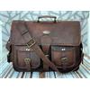 Fatto a mano 18" Borsa Uomo In Pelle Tracolla Messenger Laptop Case Viaggio Marrone