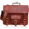 Fatto a mano Handmade Borsa Tracolla Messaggero In Pelle Qualità 15" Marrone Vintage