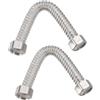 PATIKIL 2pz Tubo Flessibile in Acciaio Inossidabile G1/2 x 7,87