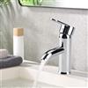 Inodiref Rubinetto da bagno in acciaio inox cromato, miscelatore monocomando per lavandino, con tubi dell'acqua calda e fredda lunghi 60 cm, argento classico
