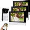 OBO HANDS Tuya Multifamiliare Videocitofono WiFi 4 Fili Kit Smart,7''Monitor Touchscreen con 1080P Campanello Telecamera Esterno Cablata (per 3 Familiare)