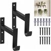 HAOCHEN 2 Pz Reggi Mensola da Muro, Staffe per Mensole Nere, Staffe Supporti per Mensole, Staffa per Mensola, Reggimensola Supporto con Ganci, Mensola Angolare a 90 Gradi per Montaggio a Parete (155 mm)