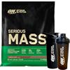 Optimum Nutrition Serious Mass Gainer Proteine Whey in Polvere per Aumentare la Massa Muscolare con Creatina Glutammina e Vitamine Cioccolato 5,45kg 16 Porzioni + SHAKER Plastica + SHAKER Acciaio