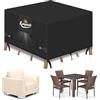 kompinac Copertura per Mobili da Giardino Impermeabile Esterno Tessuto Oxford 900D 135x135x74CM Copertura Tavolo Esterno Antivento Anti-UV Allo Strappo Telo Copri Tavolo con Sfiato Nero