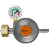 Bradas Riduttore di pressione del gas 37 mbar con manometro e valvola di sicurezza EFV, 1,5 kg/h, attacco tubo da 9 mm, regolatore del gas per barbecue, fornello e campeggio