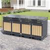 Rosebibi Set di 4 scatole per bidoni della spazzatura con coperchio idraulico, rivestimento verticale effetto legno, ventilazione a fori lunghi, armadietto da giardino in ferro con serratura (grigio-2)