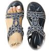 Generic Sandali estivi con zeppa da donna, con strass, cinturino a T, con strass, larghi, da spiaggia, matrimoni, estivi, bohémien, con strass, Blu scuro, 36.5 EU