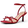 DREAM PAIRS Sandali Donna Fiocco Kitten | Tacco gattino 7,5 cm, punta quadrata aperta, fiocco romantico, soletta imbottita, suola antiscivolo, eleganti per matrimoni.
