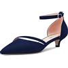 Castamere Donna Basso Gattini Tacco Heel Chiusa a Pumps Cinturino alla Caviglia Two-Piece Fibbia da Matrimonio Feste Sexy Dress Scarpe 3.5 CM Heels Blu Navy 42 EU