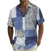 Generico Polo Taglie Forti Uomo, Camicia di Lino Cotton High Neck Short Sleeve Shirt Highly Elastic Tops Beach Shirt Lino Linen Maniche Stretch Clothing Manica Corte Lino Larga Contrast Collar