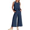 MJGkhiy Tuta Elegante Donna Cerimonia Estiva Curvy Completi Tuta Donna Comodi Estivo Set 2 Pezzi Outfit Donna Mare Canotta e Pantaloni 2 Pezzi Set Completo Cerimonia Donna Curvy
