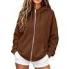 Viunychn Donna Felpe con Cappuccio Giacca Elegante Felpe con Zip 2 Tasche Hoodie Manica Lunga Sweatshirt Aperto con Cerniera Autunno Invernali Sweatshirt Cappotto Eleganti Pullover Cardigan Jumper