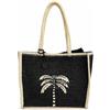 Vacanze Italiane Borsa Shopper Mare in Rafia Nera con Palma Ricamata e Charm Tartaruga art VI26123 - Nero, Dimensione 1