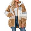 Yuson Girl Felpe con Cappuccio Donna Felpa in Pile Patchwork Manica Lunga Felpe Donna con Zip Autunno Invernale Felpa Pelosa Casual Giacca Teddy Outwear Caldo Cappotto con 2 Tasche