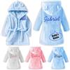 Generico Accappatoio da bagno con cappuccio personalizzato per neonati Accappatoio bambino personalizzabile con nome ricamato, Con Cappuccio e Cintura (IT, Età, Taglia unica, Blu)