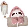 KBIBCK Felpa con cappuccio, coperta con maniche, coperta portatile con guanti, morbida flanella, bradipo per adulti, Natale, regalo di compleanno, per fidanzata, mamme, 152 x 125 cm