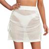 SEAUR Gonna da donna all'uncinetto, da spiaggia, corta, trasparente, con coulisse, mini sarong pareo all'uncinetto, bikini copertura a rete di pesce, Wrap S-XL