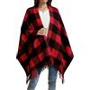 Rayson Poncho Donna Invernale Elegante Sciarpa alla Moda in Tartan con Motivo a Quadri Scialli e Pashmine Invernali Spessi Caldi e Morbidi(Rosso)
