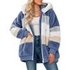 Yuson Girl Felpe con Cappuccio Donna Felpa in Pile Patchwork Manica Lunga Felpe Donna con Zip Autunno Invernale Felpa Pelosa Casual Giacca Teddy Outwear Caldo Cappotto con 2 Tasche
