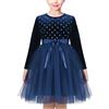 Sunny Fashion Vestito Bambina Velluto Tulle Luccichio Cintura Natale Festivo Festa 6-12 Anni