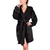 WAZHAKU Accappatoio da donna corto in spugna con cappuccio, caldo, a maniche lunghe, morbido, morbido, tinta unita, vestaglia per autunno e inverno, in pile con tasche