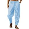 Generico Kirakuco Pantaloni Uomo Giapponesi Leggeri Baggy Harem Pants in Cotone e Lino Larghi Casual Pantaloni Estivo Traspirante Pantalone Giapponese Pantaloni Lunghi da Yoga e Spiaggia Moda 2026