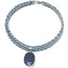 Ethnos Barcelona Collana a girocollo con grande ciondolo in *radice di zaffiro e argento con cordoncino in macramè. Lunghezza: 42,5 cm.