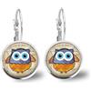 So Sweet Orecchini cabochon il gufo impresso, Regalo di Natale per idea regalo moglie - San Valentino- regalo di compleanno - argento antico (ref.87a).