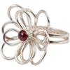 Jewels and Art Emporium Anello da cocktail ispirato al fiore con granato rosso naturale, realizzato a mano, in argento Sterling 925