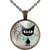 So Sweet Collana cabochon, collana illustrataIl gatto e l'albero, Regalo di Natale per idea regalo moglie - San Valentino- regalo di compleanno - bronzo (ref.50).
