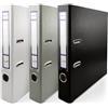 Netuno 3 raccoglitori A4 colorati bianco nero grigio raccoglitore cartone dorso 5 cm a 2 anelli cartelle archivio documenti per ufficio casa con meccanismo a leva faldone portadocumenti ring binder A4