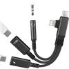 zoyuzan Adattatore USB C OTG Type C a jack Lightning AUX cuffie per iPhone17 16 15 14 13 Pro Max compatibile con Samsung S25 S24 per Apple cavo di ricarica splitter 3,5 mm femmina per iPad distributore dati