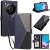 Generico DayQiQiPu Custodia per ZTE Nubia Z60S Pro (6,78 Pollici) Cover in Pelle PU con Colori Dopamina Custodia a Portafoglio Ribaltabile Antiurto Caso con Cinturino da Polso, Blu scuro