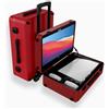 POGA Lux Red - Valigetta da gioco portatile (compatibile con Playstation 5) con monitor AOC da 24″ integrato, trolley e valigetta da viaggio, colore: rosso