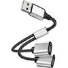 iJiGui Splitter USB 2.0 A Maschio a Dual Femmina, Cavo OTG Prolunga 1 Maschio a 2 Femmina, per PC/Laptop/Dischi Rigidi Esterni