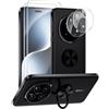 ANFAIRLACE Cover Compatibile con Honor Magic 7 Pro, Custodia Metallo Magnetica Anello 360 Supporto Trasparente Silicone Chiaro Case, Nero
