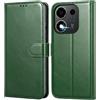 Leacckl Cover per Honor 600 Smart, Custodia a portafoglio in Pelle PU Premium [Magnetica a Scatto] [Funzione Stand], Verde