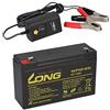 WSB Batteria AGM al piombo, 6 V, 12 Ah, compatibile con veicoli per bambini, auto, bambini, quad, gel + caricatore