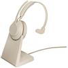 Jabra Evolve2 65 Wireless PC Headset with Charging Stand, Ottimizzato per Microsoft Teams, Dongle USB-C+supporto, Colore Beige, Mono