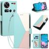 Generico DayQiQiPu Custodia per ZTE Nubia Z70 Ultra/Z70S Ultra (6,85 Pollici) Cover in Pelle PU con Colori Dopamina Custodia a Portafoglio Ribaltabile Antiurto Caso con Cinturino da Polso, Verde