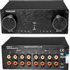Generic Selettore audio stereo RCA 4 in 4 uscite, connettori placcati oro, doppi selettori a 4 posizioni per ingresso e uscita, guscio in alluminio, nessuna perdita di segnale, per amplificatore lettore CD