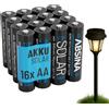 ABSINA Batterie solari AA ricaricabili 800mAh 1.2V NiMH | Confezione da 16 - Batterie per solare - ricaricabili AA a bassa autoscarica - Batteria, lampada, pile