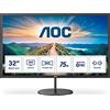 AOC Monitor Q32V4 32 pollici 2560x1440, WQHD, 75Hz, IPS Panel, 4ms GtG, Speakers, (HDMI1x 1.4 DP 1x 1.2), Nero