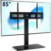 FITUEYES Supporto TV da Tavolo per 50-85 Pollici, 80° Girevole e 12 Altezze Piedistallo TV Universale con 10mm Vetro Base, Base TV Universale Max VESA 800x600mm 50kg