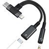 zoyuzan Adattatore da Lightning a jack USB C AUX, splitter per cuffie da 3,5 mm, cavo audio, connettore jack per cuffie per iPhone 17, 16, 15 Pro Max, compatibile con Samsung S25 per iPad per Apple