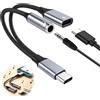 Vyksten Adattatore USB C Jack Audio 3,5 mm con ricarica PD 60 W, formato 2 in 1 | Convertitore DAC per cuffie CTIA con microfono e comandi audio, cavo compatto senza trasferimento dati per dispositivi mobili