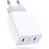 HitTid Caricatore USB C da 25 W, per Samsung Galaxy A16, A56, 5 g, A06, A36, A26, A55, A54, A35, A25, A15, S25, Ultra S24FE S23, S22, S21, S20, S10, 2 porte, Samsung spina USB C