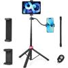 UTEBIT 160cm Bastone Selfie Treppiede per Telefono con Tubo Flessibile, Girevole a 360 Gradi tre Piedi per Telefono con Due Clip, Treppiede Smartphone Selfie Stick per 4.5-6.7Pollici Smartphone