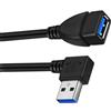 Generic Cavo di prolunga USB 3.0 da maschio a femmina con angoli a 90 gradi, cavo USB 3.0, prolunga USB per trasferimento dati rapido e risparmio di spazio